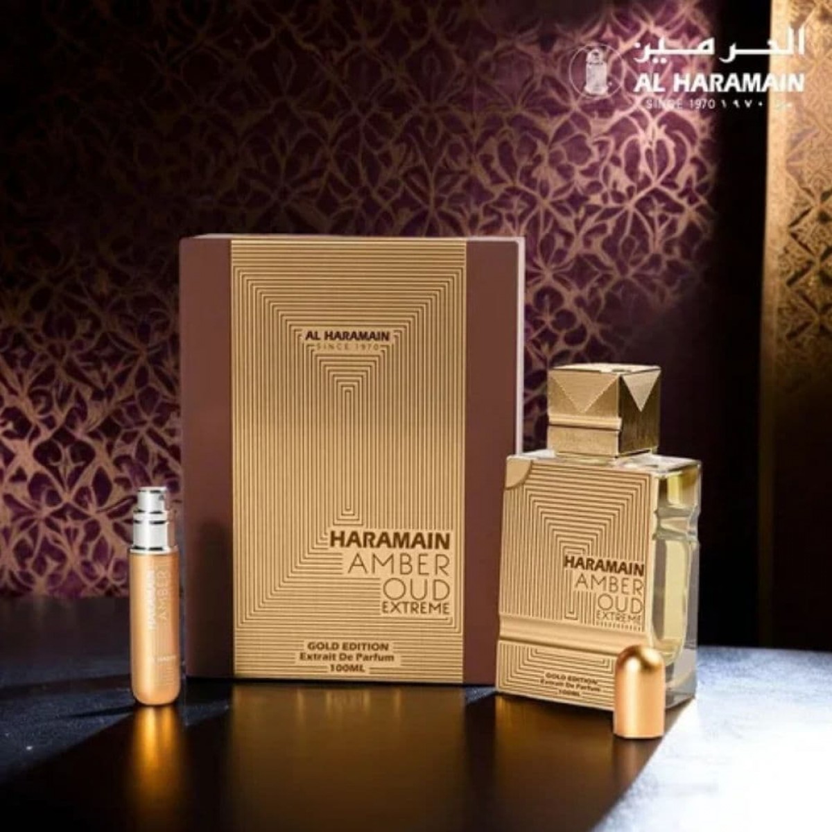 Haramain Amber Oud Extreme Gold Edition Extrait de Parfum 100 ml set regalo unisex