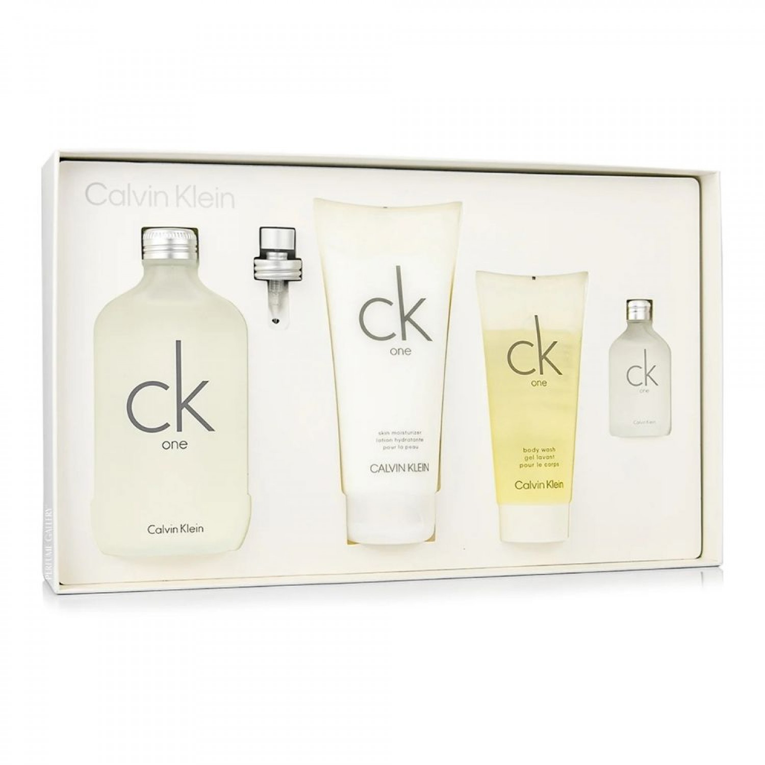 Set Regalo CK One Eau de Toilette 200 Ml. + Loción Corporal 200 Ml. + Gel Ducha 100 Ml. + Mini 15 Ml.