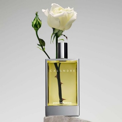 Calandre Eau de Toilette de Paco Rabanne, frasco rectangular con tapón plateado calandre-eau-de-toilette-paco-rabanne-mujer