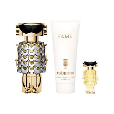 Set Regalo Fame Eau de Parfum 80 ml + Loción Corporal 100 ml + Mini Frasco 4 ml – Perfume floral afrutado Paco Rabanne mujer Set Regalo Fame Eau de Parfum 80 ml + Loción Corporal 100 ml + Mini Frasco 4 ml para mujer