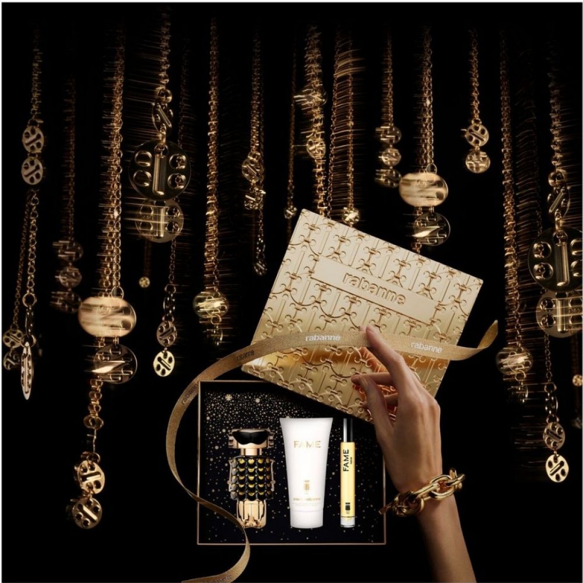 Set Regalo Fame 50 ml + Loción 75 ml + Espray Viaje 10 ml – Perfume Paco Rabanne mujer Set Regalo Fame Parfum 50 ml + Loción Corporal 75 ml + Espray Viaje 10 ml para mujer