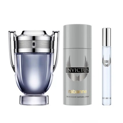 Set Regalo Invictus Eau de Toilette 100 ml + Desodorante Espray 150 ml + Mini 10 ml – Perfume hombre Paco Rabanne Set Regalo Invictus Eau de Toilette 100 ml + Desodorante Espray 150 ml + Mini 10 ml para hombre