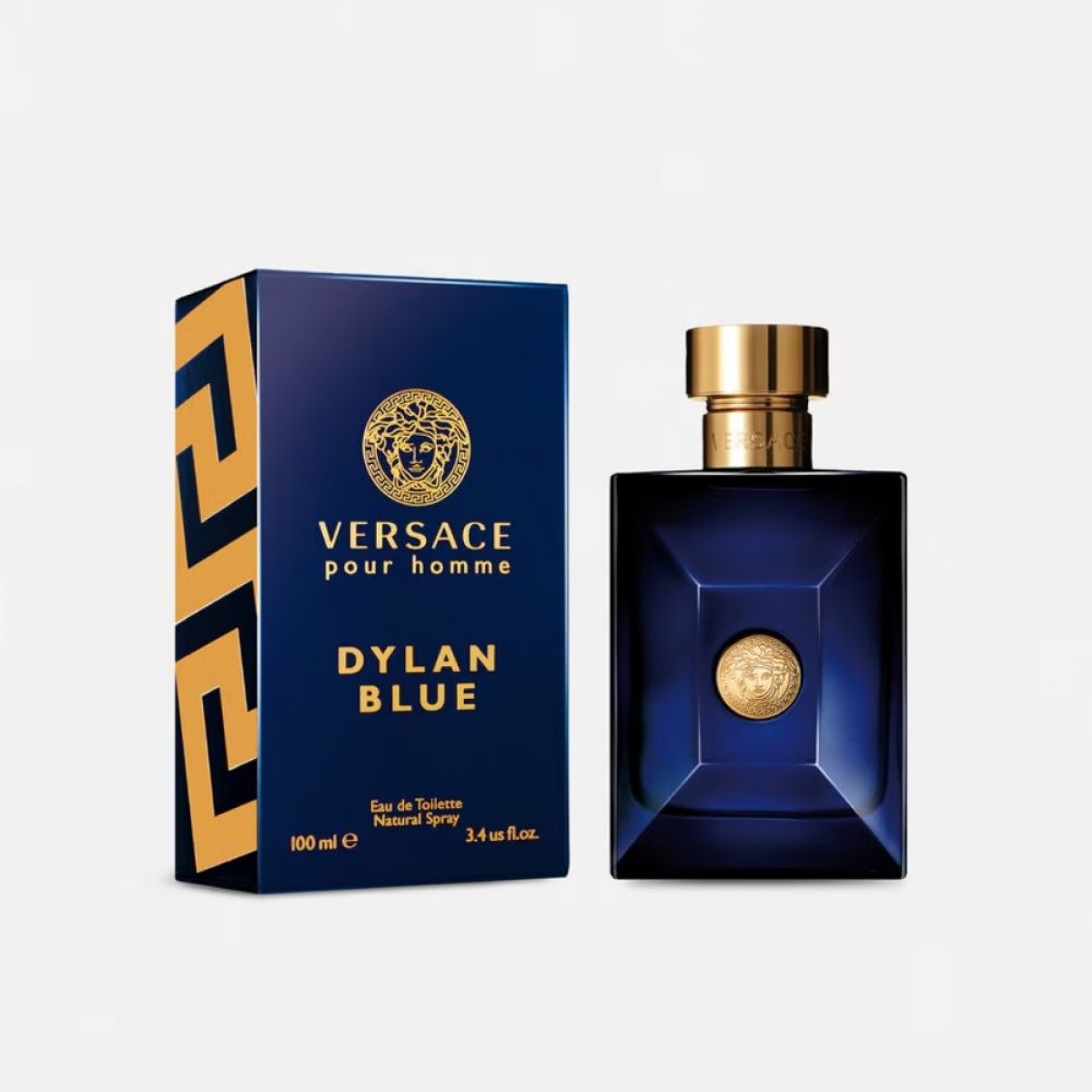 Versace Dylan Blue Pour Homme Eau de Toilette 100 ml detalle frasco Versace Dylan Blue Pour Homme Eau de Toilette 100 ml fragancia masculina