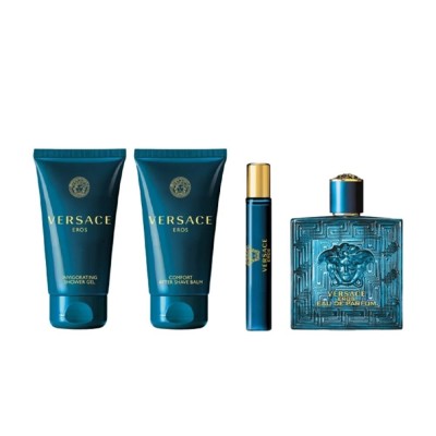 Set regalo Versace Eros Eau de Parfum 100 ml + complementos Estuche Versace Eros Eau de Parfum con perfume, aftershave, gel y neceser
