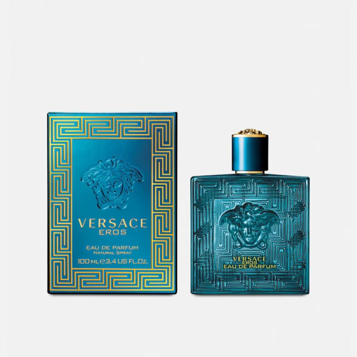 Perfume Versace Eros Eau de Parfum 100 ml para hombre Frasco Versace Eros Eau de Parfum 100 ml azul turquesa
