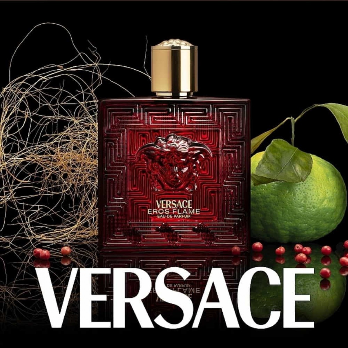 Versace Eros Flame Eau de Parfum 100 ml detalle frasco Versace Eros Flame Eau de Parfum 100 ml fragancia masculina