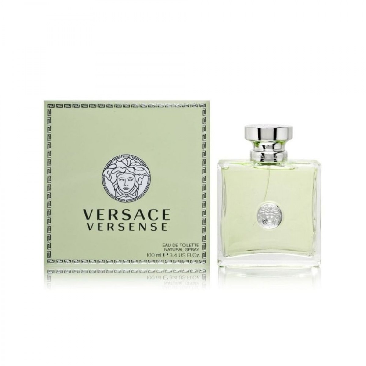  Frasco Versace Versense Eau de Toilette 100 ml con líquido verde claro